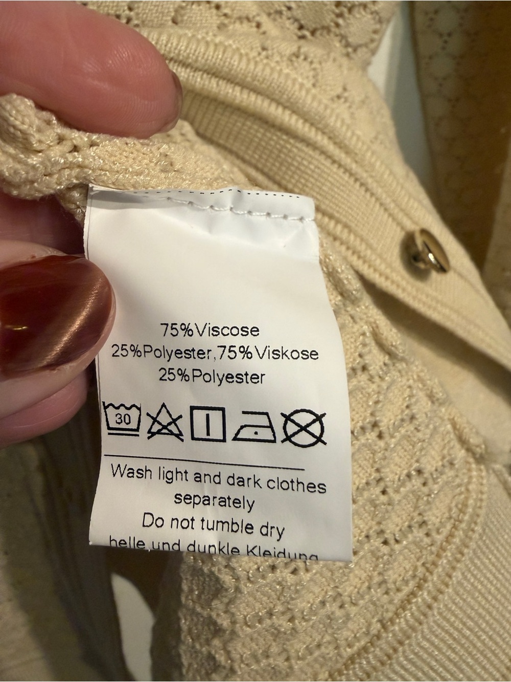 GRACE KARIN Textured Button-Down Cardigan Sweater - Cream/Beige - Picture 6 of 10